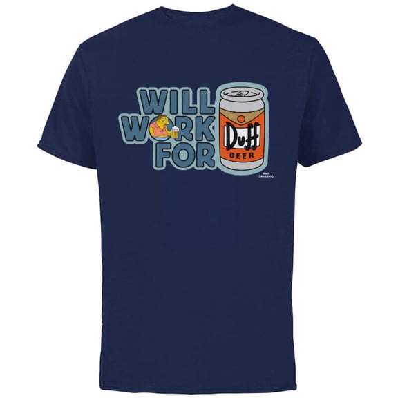 The Simpsons Barney Will Work For Duff Beer - Short Sleeve Cotton T-Shirt for Adults - Customized-Navy