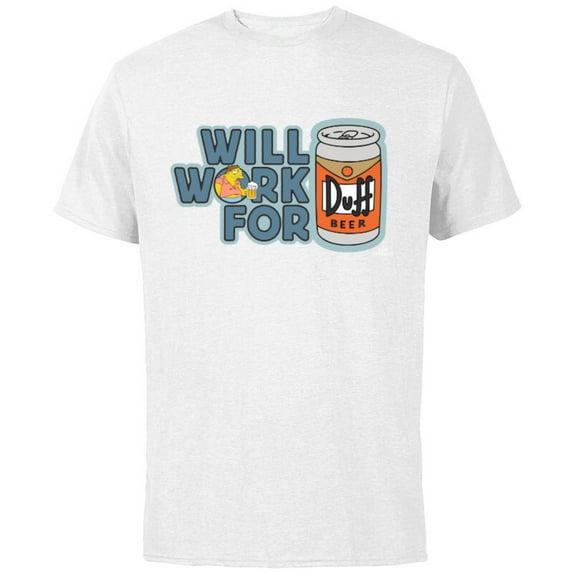 The Simpsons Barney Will Work For Duff Beer - Short Sleeve Cotton T-Shirt for Adults - Customized-White