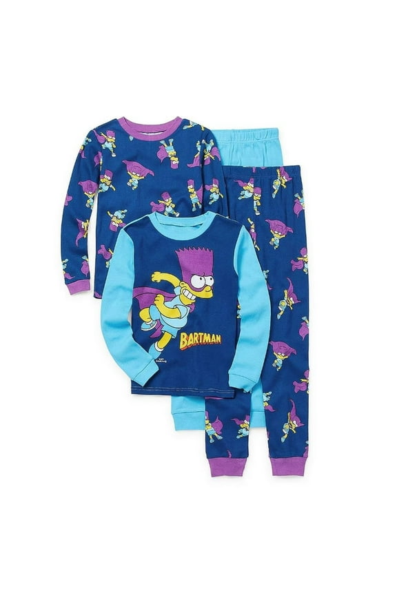 Bart Bartman Boy's 4-Piece Cotton Pajama Set, Size 6