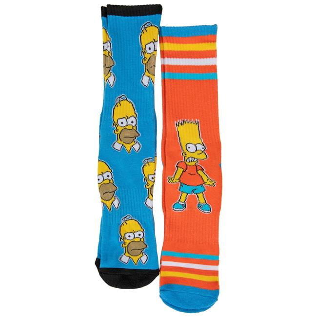 The Simpsons Bart Character and Homer Heads 2-Pair Pack of Crew Socks ...