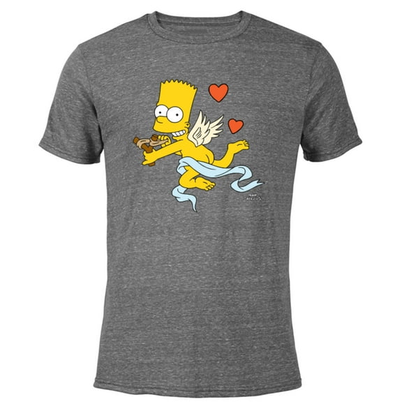 The Simpsons Bart Cherub Slingshot Cupid - Short Sleeve Blended T-Shirt for Adults – Customized-Dark Heather