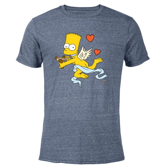 The Simpsons Bart Cherub Slingshot Cupid - Short Sleeve Blended T-Shirt for Adults – Customized-Navy Heather