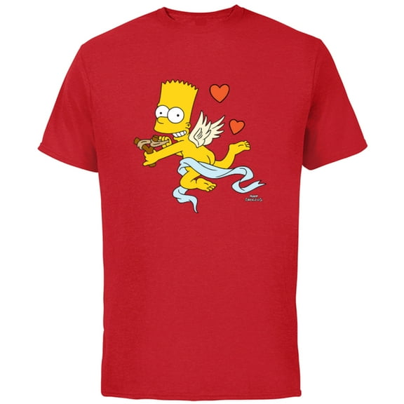 The Simpsons Bart Cherub Slingshot Cupid - Short Sleeve Cotton T-Shirt for Adults - Customized-Red