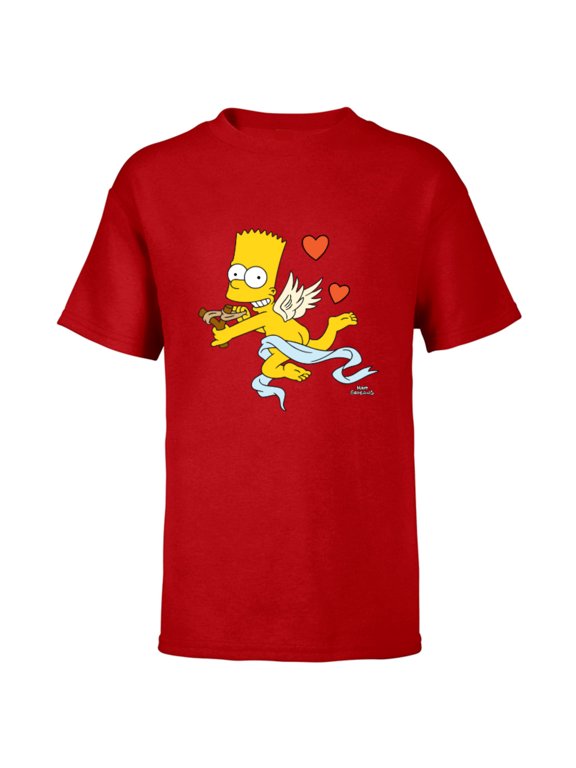 Bart Cherub Slingshot Cupid - Short Sleeve T-Shirt for Kids – Customized-Red