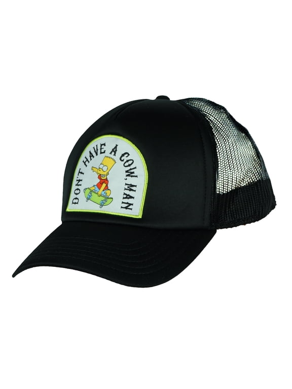 Bart Don't Have A Cow Embroidered Mesh Back Snapback Baseball Hat