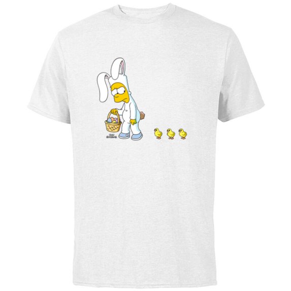 The Simpsons Bart Easter Egg Bunny - Short Sleeve Cotton T-Shirt for Adults - Customized-White