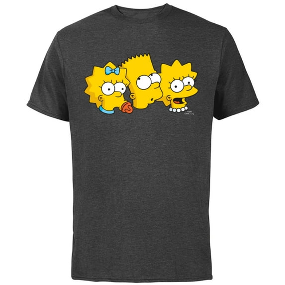 The Simpsons Bart Lisa Maggie - Short Sleeve Cotton T-Shirt for Adults - Customized-Charcoal