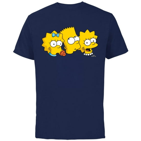 The Simpsons Bart Lisa Maggie - Short Sleeve Cotton T-Shirt for Adults - Customized-Navy