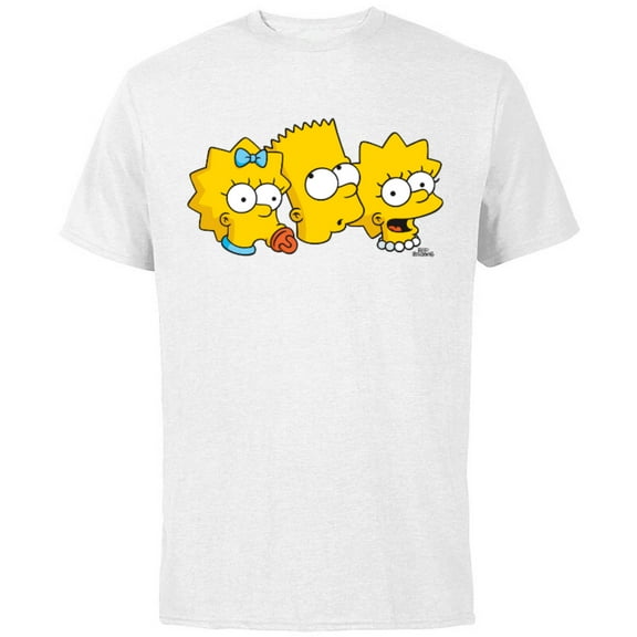 The Simpsons Bart Lisa Maggie - Short Sleeve Cotton T-Shirt for Adults - Customized-White