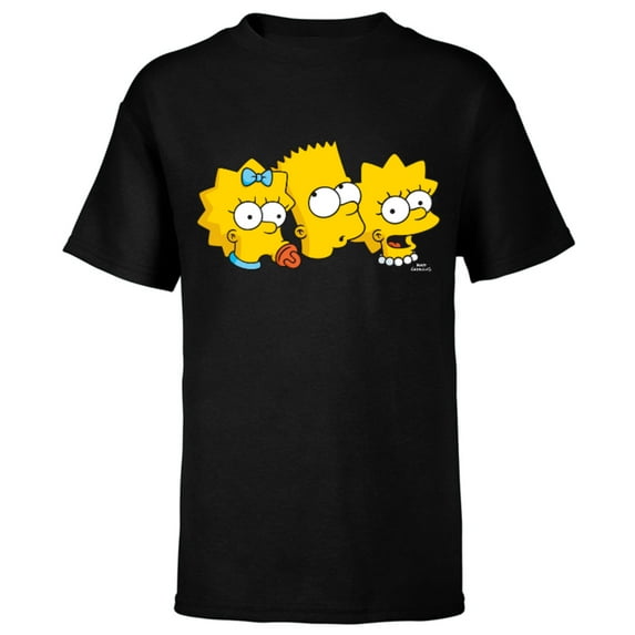 The Simpsons Bart Lisa Maggie - Short Sleeve T-Shirt for Kids - Customized-Black