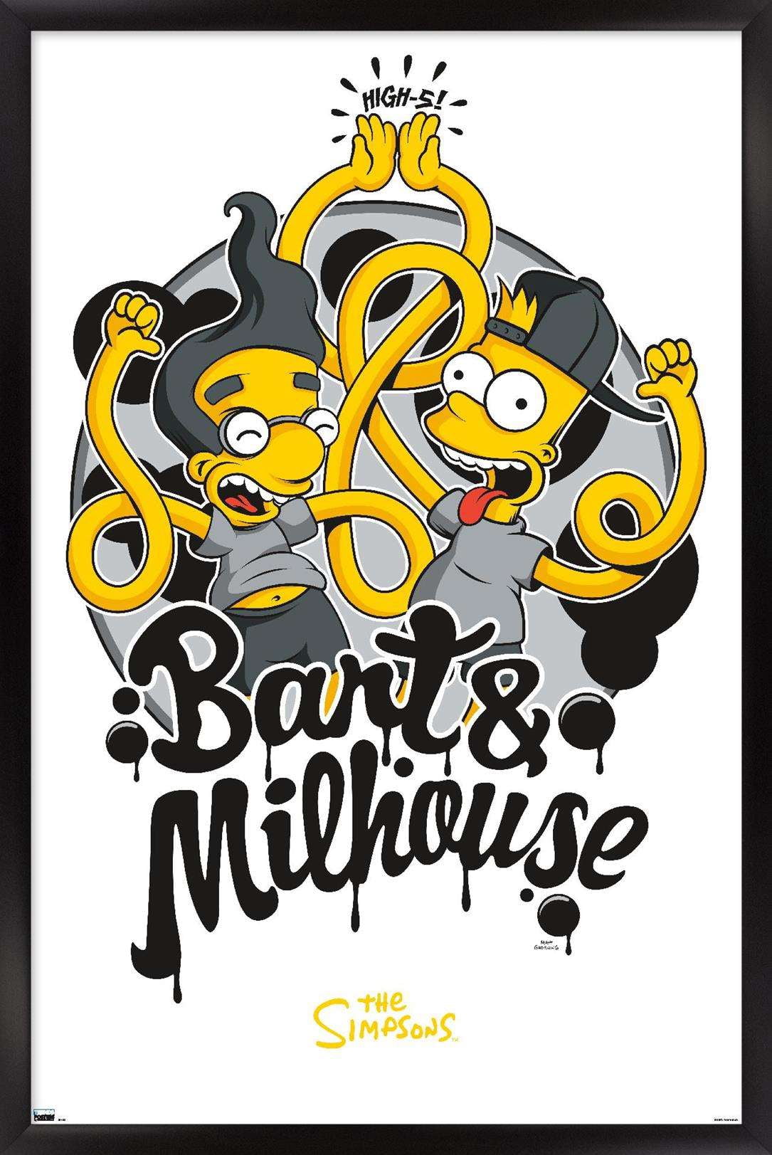 The Simpsons - Bart & Milhouse Wall Poster, 14.725" x 22.375", Framed