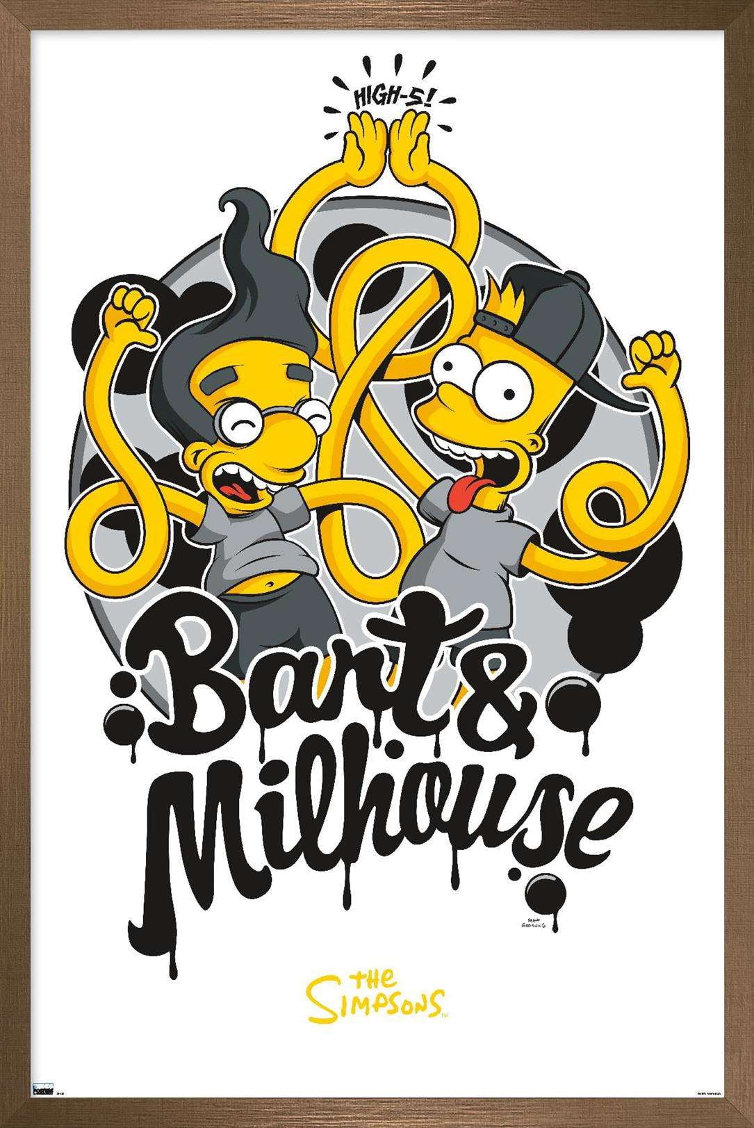 The Simpsons - Bart & Milhouse Wall Poster, 14.725" x 22.375", Framed