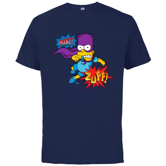 The Simpsons Bart Simpson Bartman Super Hero Sound Effects- Short Sleeve Cotton T-Shirt for Adults - Customized-Athletic Navy