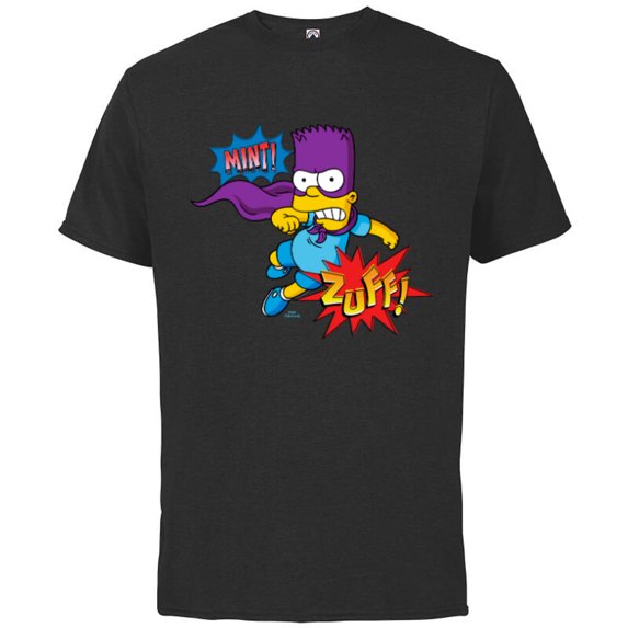 The Simpsons Bart Simpson Bartman Super Hero Sound Effects- Short Sleeve Cotton T-Shirt for Adults - Customized-Black