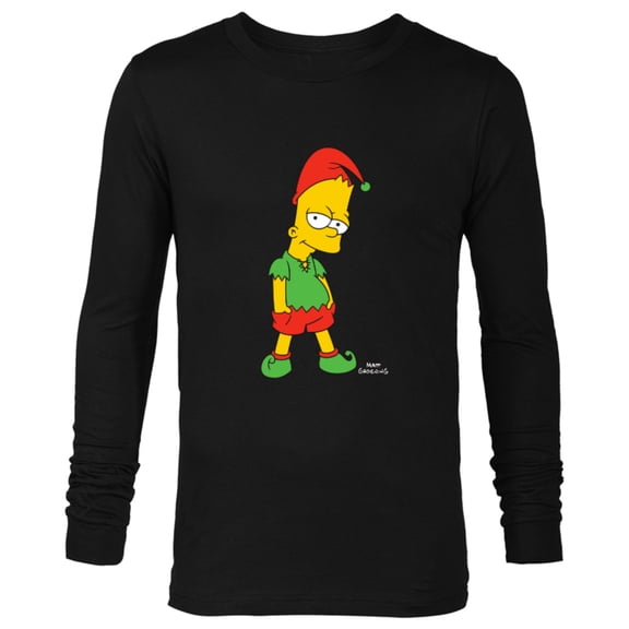 The Simpsons Bart Simpson Elf Bart Holiday - Long Sleeve T-Shirt for Men – Customized-Black