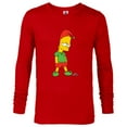 thumbnail image 1 of The Simpsons Bart Simpson Elf Bart Holiday - Long Sleeve T-Shirt for Men – Customized-New Red, 1 of 5