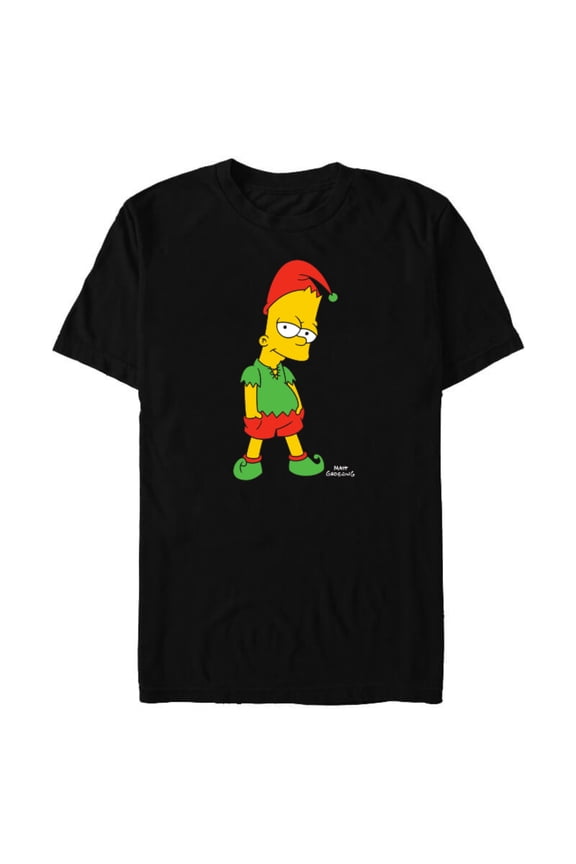 Bart Simpson Elf Bart Holiday - Short Sleeve Blended T-Shirt for Adults – Customized-Black