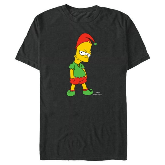 The Simpsons Bart Simpson Elf Bart Holiday - Short Sleeve Blended T-Shirt for Adults – Customized-Dark Heather