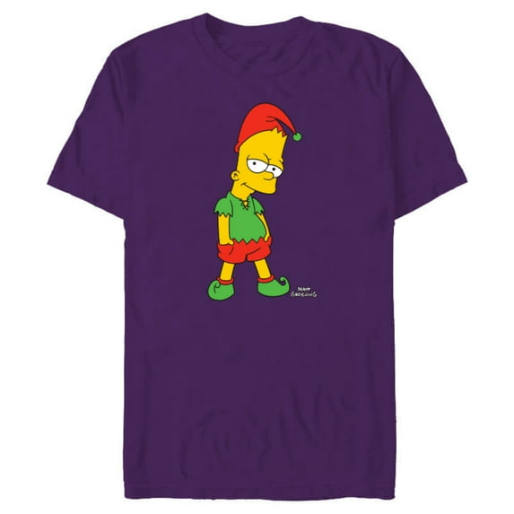 The Simpsons Bart Simpson Elf Bart Holiday - Short Sleeve Blended T-Shirt for Adults – Customized-Purple