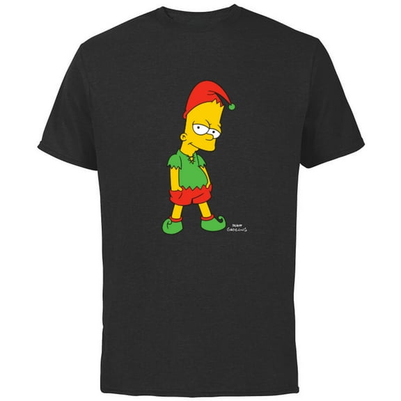 The Simpsons Bart Simpson Elf Bart Holiday - Short Sleeve Cotton T-Shirt for Adults - Customized-Black