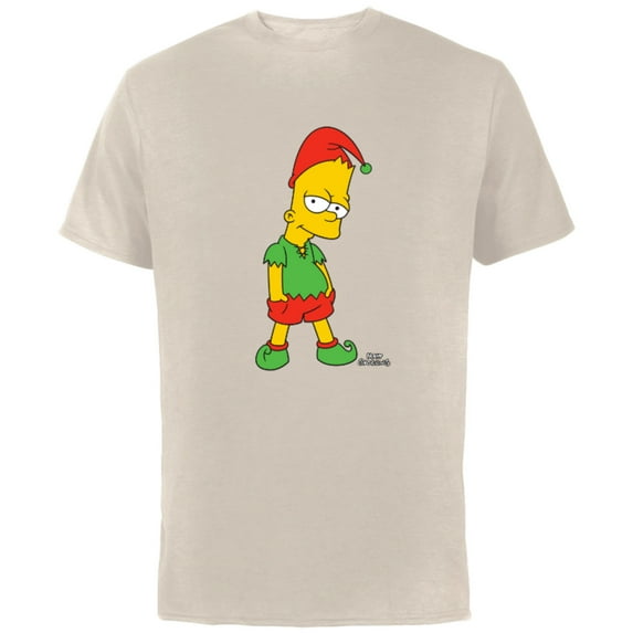 The Simpsons Bart Simpson Elf Bart Holiday - Short Sleeve Cotton T-Shirt for Adults - Customized-Natural