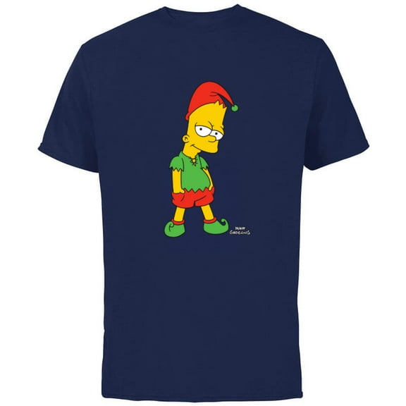 The Simpsons Bart Simpson Elf Bart Holiday - Short Sleeve Cotton T-Shirt for Adults - Customized-Navy