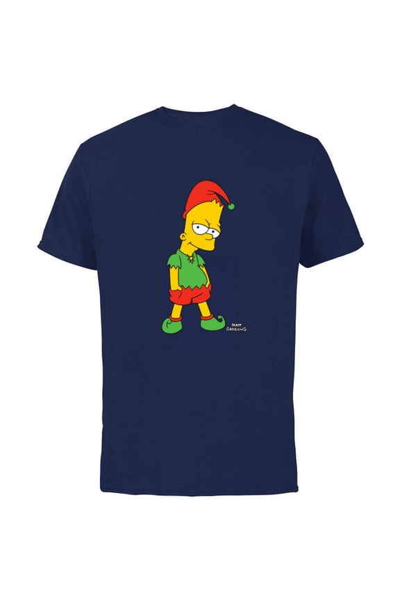 Bart Simpson Elf Bart Holiday - Short Sleeve Cotton T-Shirt for Adults - Customized-Navy