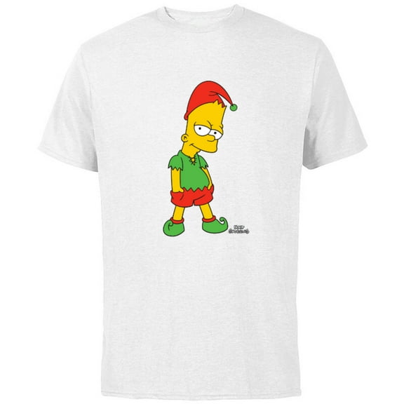 The Simpsons Bart Simpson Elf Bart Holiday - Short Sleeve Cotton T-Shirt for Adults - Customized-White