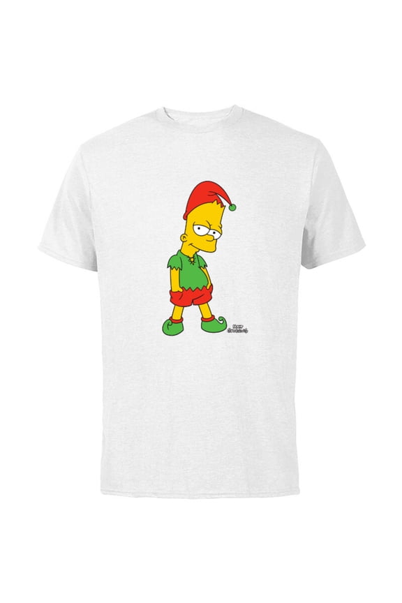 Bart Simpson Elf Bart Holiday - Short Sleeve Cotton T-Shirt for Adults - Customized-White