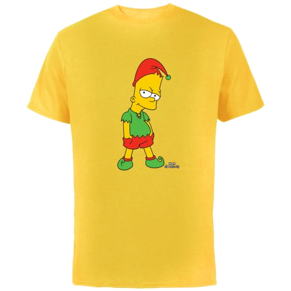 The Simpsons Bart Simpson Elf Bart Holiday - Short Sleeve Cotton T-Shirt for Adults - Customized-Yellow