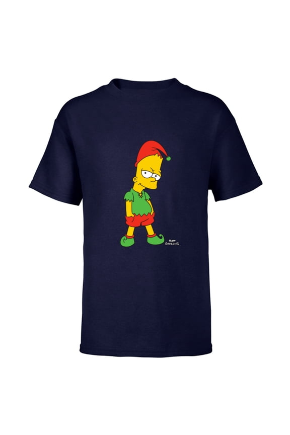 Bart Simpson Elf Bart Holiday - Short Sleeve T-Shirt for Kids – Customized-Navy