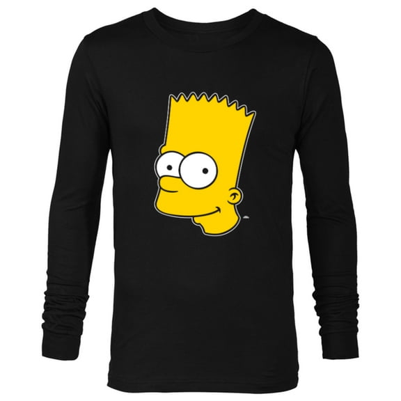The Simpsons Bart Simpson Face - Long Sleeve T-Shirt for Men- Customized-Black