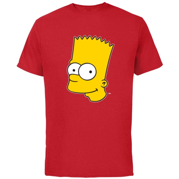 The Simpsons Bart Simpson Face - Short Sleeve Cotton T-Shirt for Adults - Customized-Red