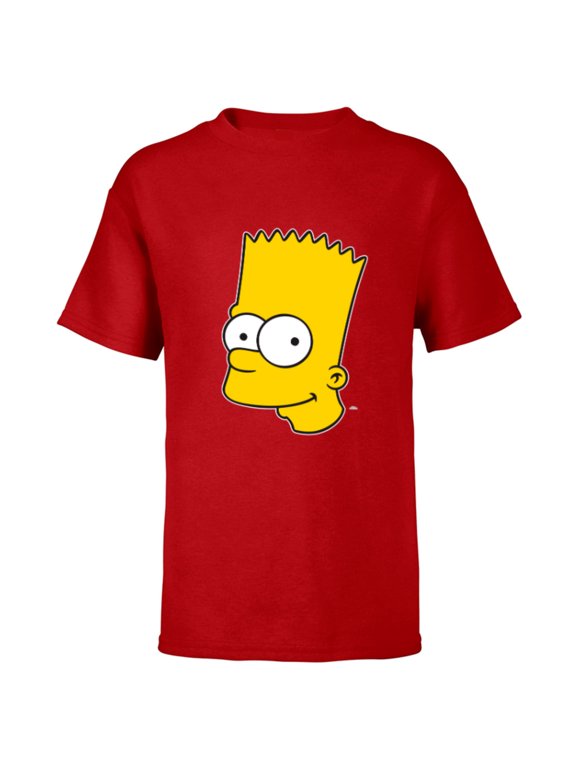 Bart Simpson Face - Short Sleeve T-Shirt for Kids- Customized-Red