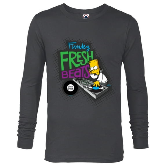 The Simpsons Bart Simpson Funky Fresh Beats Served Daily - Long Sleeve T-Shirt for Men - Customized-Charcoal Heather