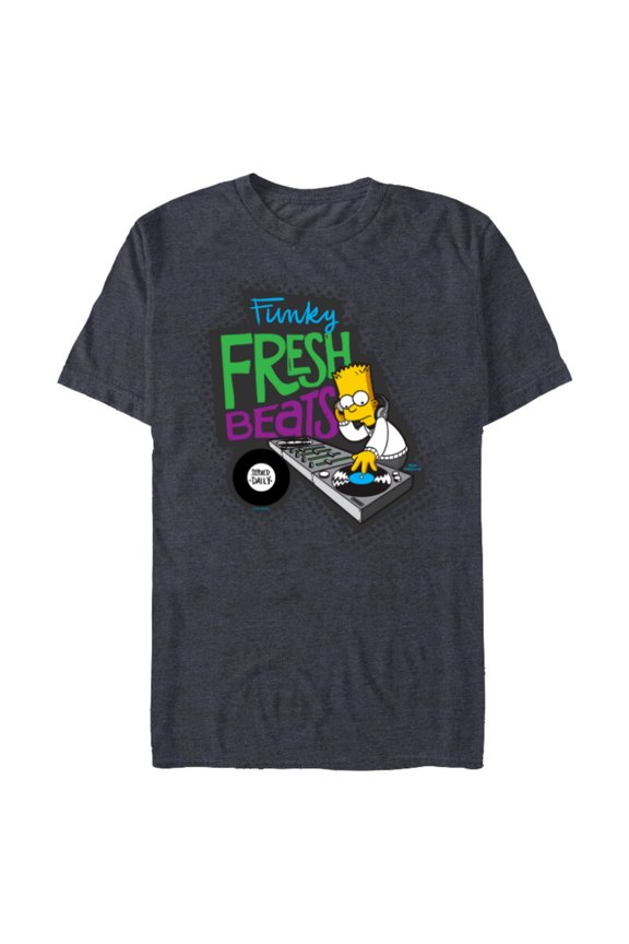 Bart Simpson Funky Fresh Beats Served Daily - Short Sleeve Blended T-Shirt for Adults - Customized-Navy Heather