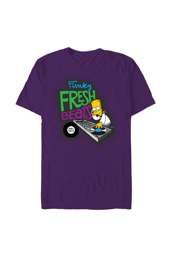 Bart Simpson Funky Fresh Beats Served Daily - Short Sleeve Blended T-Shirt for Adults - Customized-Purple