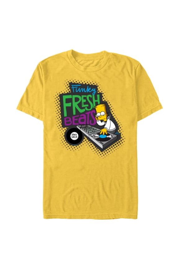Bart Simpson Funky Fresh Beats Served Daily - Short Sleeve Blended T-Shirt for Adults - Customized-Yellow