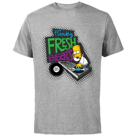 The Simpsons Bart Simpson Funky Fresh Beats Served Daily - Short Sleeve Cotton T-Shirt for Adults - Customized-Athletic Heather