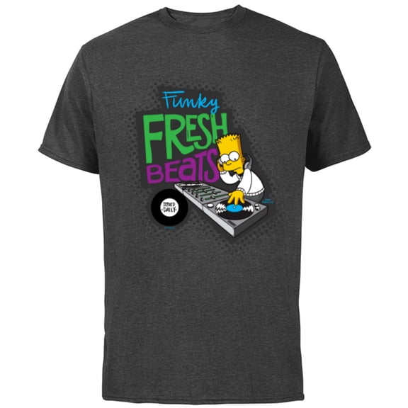The Simpsons Bart Simpson Funky Fresh Beats Served Daily - Short Sleeve Cotton T-Shirt for Adults - Customized-Charcoal
