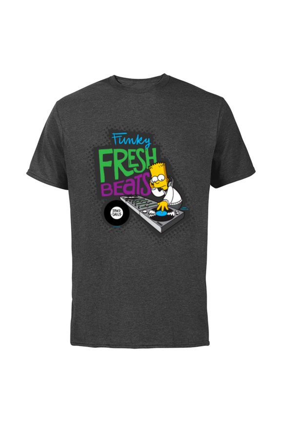 Bart Simpson Funky Fresh Beats Served Daily - Short Sleeve Cotton T-Shirt for Adults - Customized-Charcoal