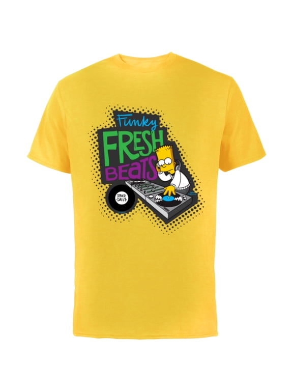 Bart Simpson Funky Fresh Beats Served Daily - Short Sleeve Cotton T-Shirt for Adults - Customized-Yellow