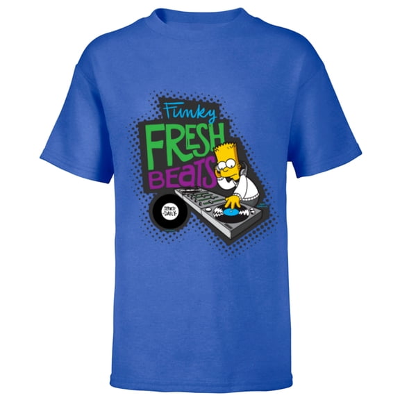 The Simpsons Bart Simpson Funky Fresh Beats Served Daily - Short Sleeve T-Shirt for Kids - Customized-Royal