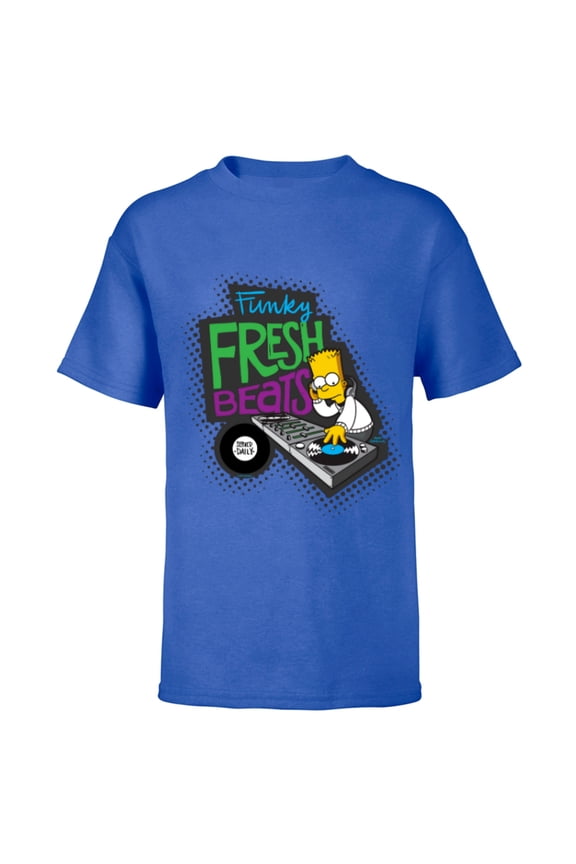 Bart Simpson Funky Fresh Beats Served Daily - Short Sleeve T-Shirt for Kids - Customized-Royal