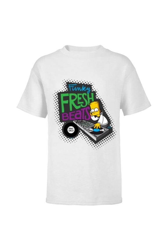 Bart Simpson Funky Fresh Beats Served Daily - Short Sleeve T-Shirt for Kids - Customized-White