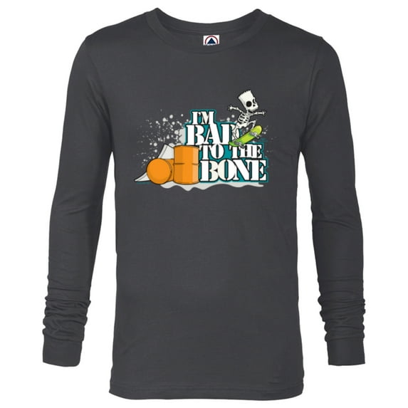 The Simpsons Bart Simpson I’m Bad to the Bone Skateboard - Long Sleeve T-Shirt for Men - Customized-Charcoal Heather