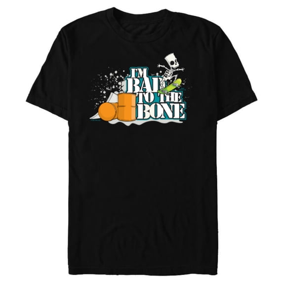 The Simpsons Bart Simpson I’m Bad to the Bone Skateboard - Short Sleeve Blended T-Shirt for Adults - Customized-Black