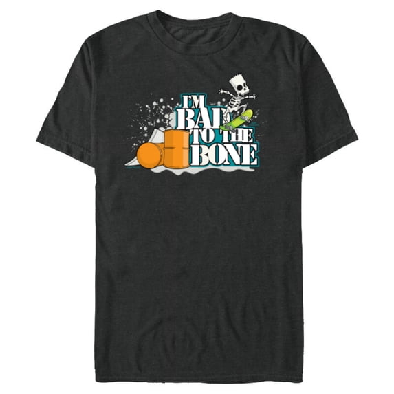 The Simpsons Bart Simpson I’m Bad to the Bone Skateboard - Short Sleeve Blended T-Shirt for Adults - Customized-Dark Heather