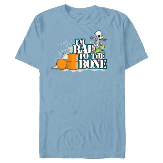 The Simpsons Bart Simpson I’m Bad to the Bone Skateboard - Short Sleeve Blended T-Shirt for Adults - Customized-Ocean Blue
