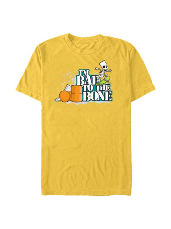 The Simpsons Bart Simpson I’m Bad to the Bone Skateboard - Short Sleeve Blended T-Shirt for Adults - Customized-Yellow